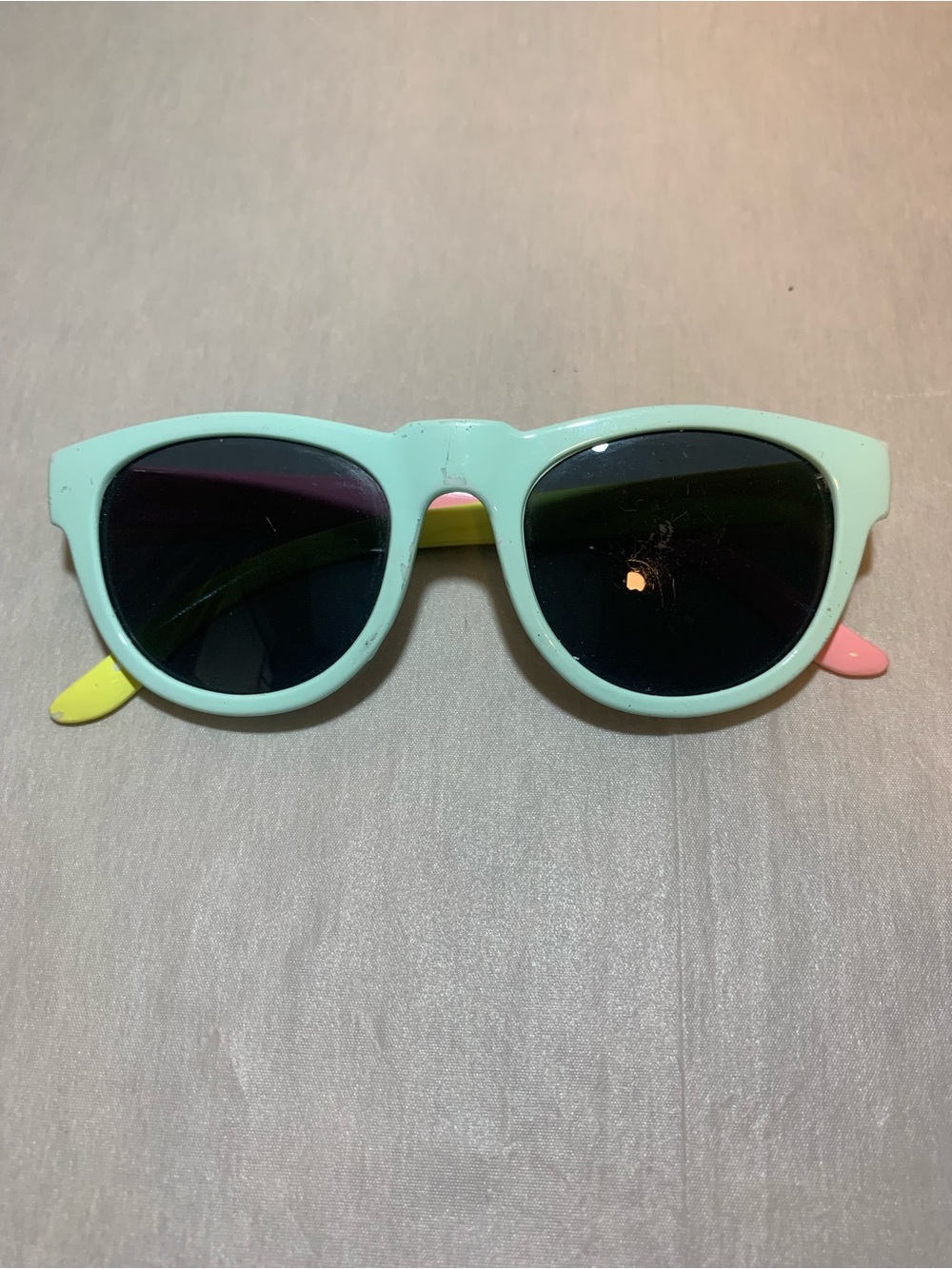 Girls Pastel Wayfarer Sunglasses in Mint with Yellow & Pink Accents